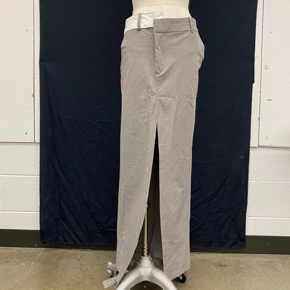 Zara grey workwear fold over waist maxi skirt with slit size S